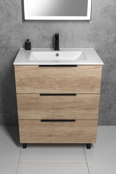 Sapho Sapho, dulap lavoar CIRASA 69,8x75x46cm, 3x sertar, stejar Alabama, CR731-2222