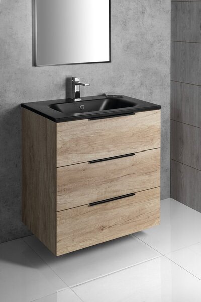 Sapho Sapho, dulap lavoar CIRASA 69,8x75x46cm, 3x sertar, stejar Alabama, CR731-2222