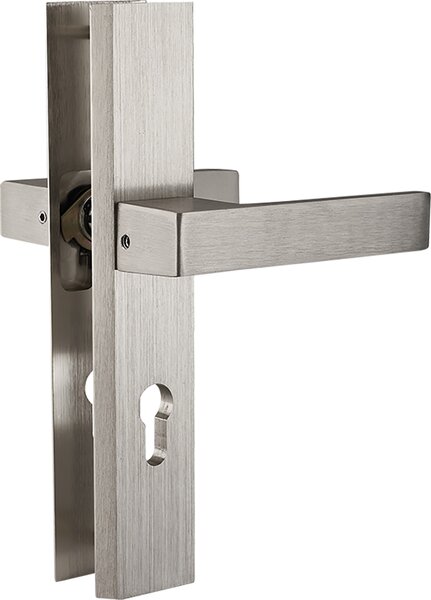 Mâner exterior Kuchinox Floko, pe feronerie lungă pentru cilindru, satinat, LAV-KZF_318A