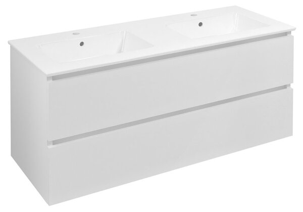 Sapho Sapho, Dulap chiuvetă dublă EZARA 120x55x46cm, alb lucios, EZ121-3030