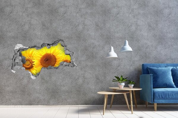 Autocolant gaură 3D Floarea-soarelui în beton