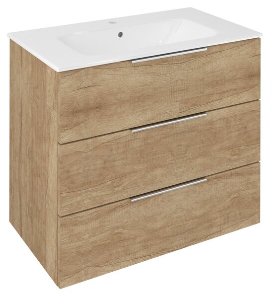 Sapho Sapho, dulap lavoar CIRASA 79,8x75x46cm, 3x sertare, stejar Alabama, CR831-2222