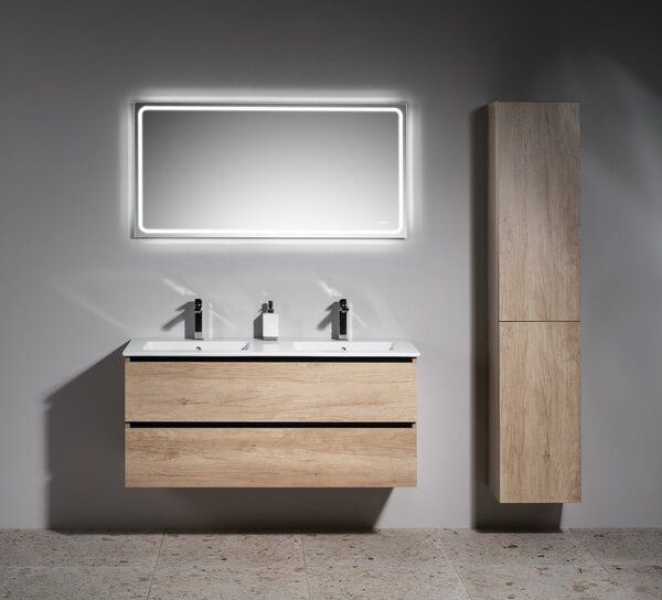 Sapho Sapho, Dulap chiuvetă dublă EZARA 120x55x46cm, stejar cuneo, EZ121-2525