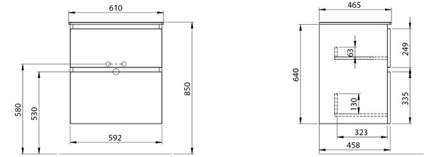 Sapho Sapho, dulap lavoar EZARA 59,2x64x46cm, stejar cuneo, EZ601-2525