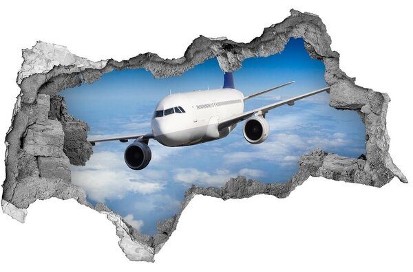 Fototapet 3D gaură în perete Un avion pe cer