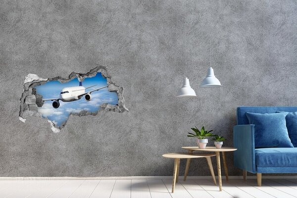 Fototapet 3D gaură în perete Un avion pe cer