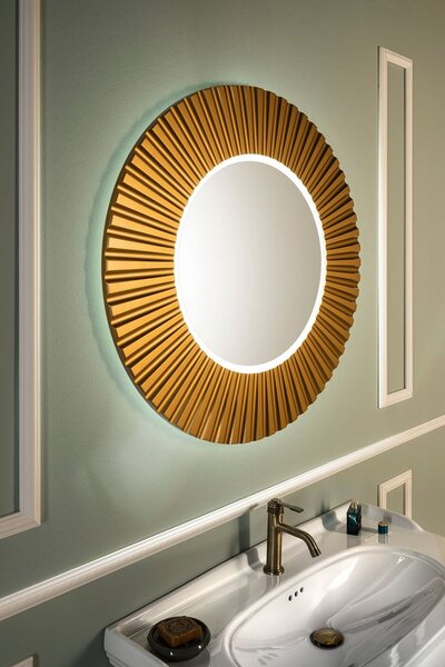 Sapho Sapho, oglindă rotundă PRIDE cu iluminare LED în ramă, diametru 90cm, argintie, PD952