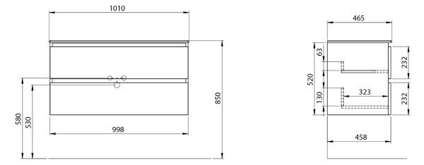 Sapho Sapho, dulap lavoar EZARA 99,8x52x46cm, alb lucios, EZ101-3030
