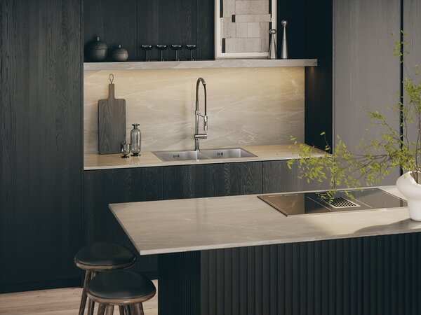 Laveo Marmara, chiuvetă de bucătărie din oțel inoxidabil cu 2 compartimente 780x480x200 mm, oțel, LAV-SAM_020T