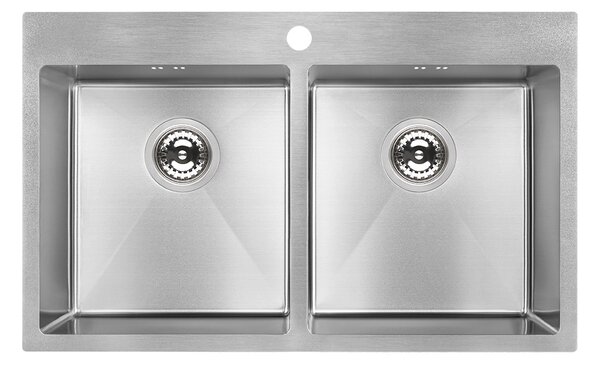 Laveo Marmara, chiuvetă de bucătărie din oțel inoxidabil cu 2 compartimente 780x480x200 mm, oțel, LAV-SAM_020T