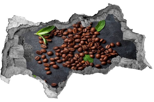 Autocolant 3D gaura cu priveliște Cafea într-un perete distrus