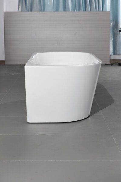 Erga Norah, cadă de baie independentă lipită de perete 140x72 cm + dop de scurgere, alb lucios, ERG-NORAH-140072-WH-WH