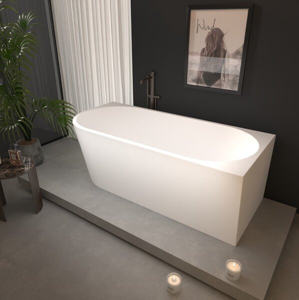 Erga Zara, cadă de baie independentă de colț 140x72 cm + dop de scurgere, dreapta, alb lucios, ERG-ZARA-140072R-WH-WH