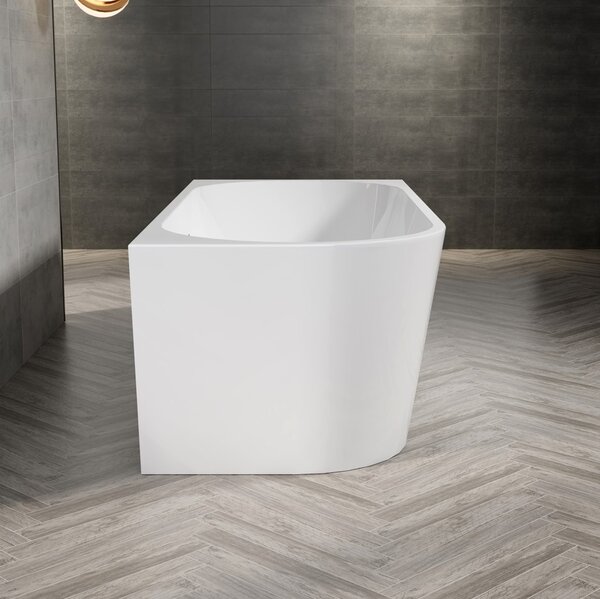 Erga Zara, cadă de baie independentă de colț 140x72 cm + dop de scurgere, dreapta, alb lucios, ERG-ZARA-140072R-WH-WH