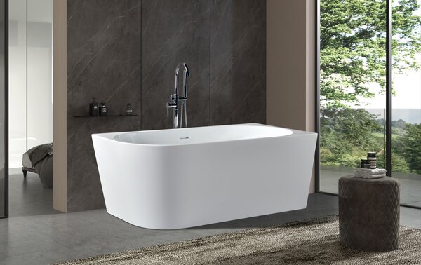 Erga Zara, cadă de baie independentă de colț 140x72 cm + dop de scurgere, dreapta, alb lucios, ERG-ZARA-140072R-WH-WH