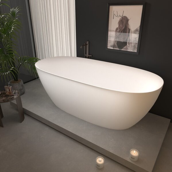 Erga Vienna, cadă de baie independentă 150x75 cm + dop de scurgere, alb lucios, ERG-VIENNA-150075-WH-WH