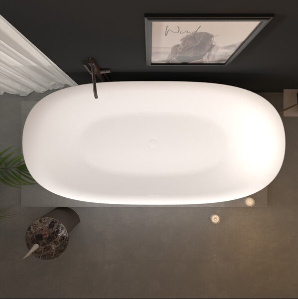 Erga Vienna, cadă de baie independentă 150x75 cm + dop de scurgere, alb lucios, ERG-VIENNA-150075-WH-WH