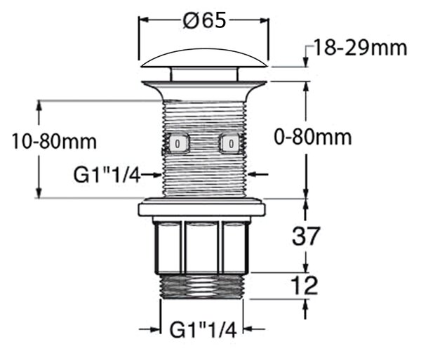 Sapho Sapho, Scurgere lavoar 5/4", clic-clack, dop beton, 10-80mm, roz semilucios, AS921