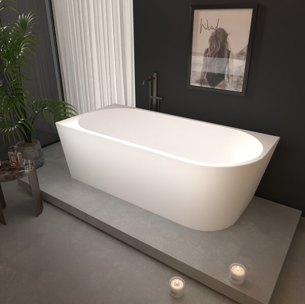 Erga Zara, cadă de baie independentă de colț 140x72 cm + dop de scurgere, stânga, alb lucios, ERG-ZARA-140072L-WH-WH