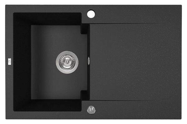 Kuchinox Chichi, chiuvetă din granit cu 1 compartiment 740x480x194 mm, negru pătat, LAV-SBH_711Y