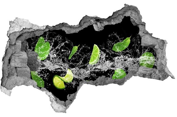 Fototapet 3D gaură în perete Lime cu menta
