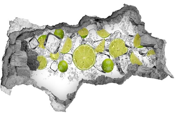 Autocolant 3D gaura cu priveliște cuburi de gheata Lime