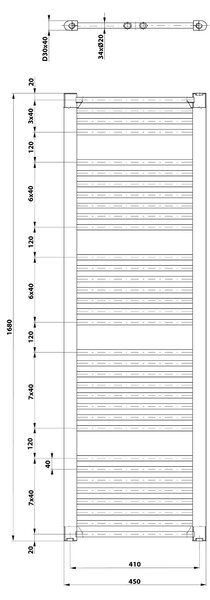 Aqualine Aqualine, radiator DIRECT cu racord lateral 450x1680 mm, negru mat, ILR64B