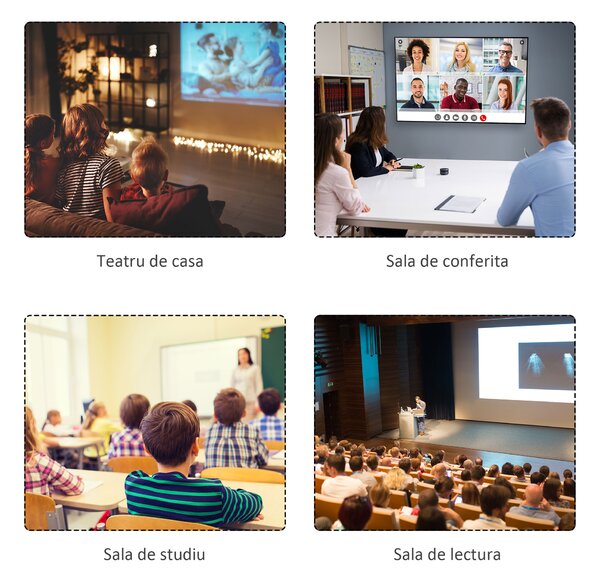 HOMCOM Ecran Proiecție Motorizat 120 Inch pentru Home Cinema, Sistem de Rulare Ușor, Calitate Superioară, Alb | Aosom Romania