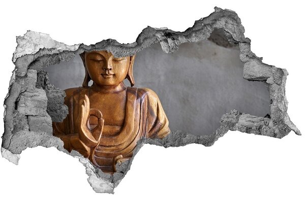 Fototapet un zid spart cu priveliște buddha din lemn