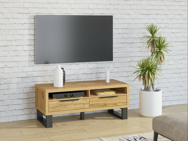 Comodă TV Avicavu 100Negru, Stejar Wotan, 12x5x5cm