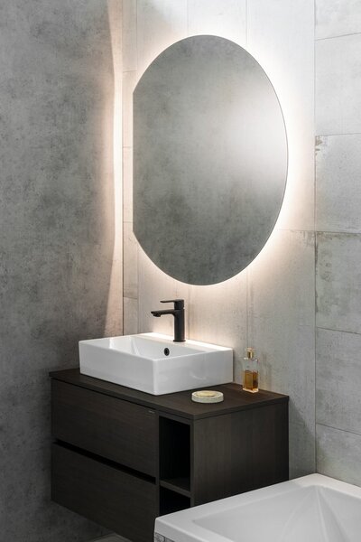 Sapho Sapho, oglindă cu iluminare din spate cu LED DARA CUT 20W, ø 100x90cm, folie încălzitoare, 34900CI