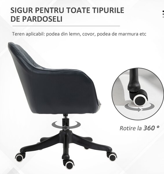 Vinsetto Scaun de Birou cu 2 Puncte de Vibrații, Pernă, Brațe și Înălțime Reglabilă, 57x70x78-86 cm, Negru | Aosom Romania