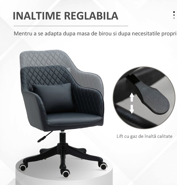 Vinsetto Scaun de Birou cu 2 Puncte de Vibrații, Pernă, Brațe și Înălțime Reglabilă, 57x70x78-86 cm, Negru | Aosom Romania