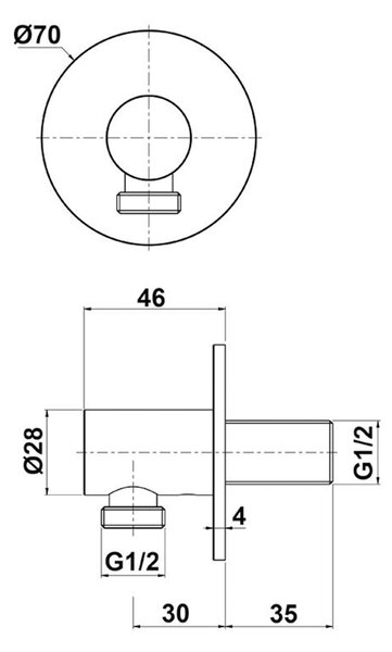 Sapho Sapho, racord duș, rotund, auriu mat, SG202G