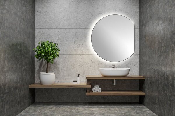 Sapho Sapho, oglindă cu iluminare din spate cu LED DARA CUT 20W, ø 100x90cm, folie încălzitoare, 34900CI