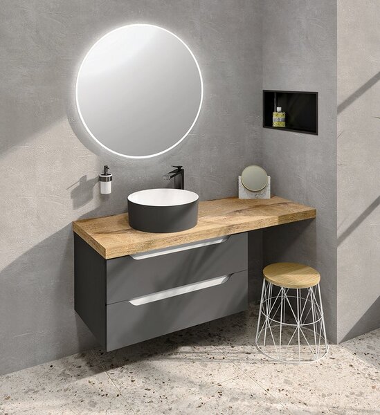 Sapho Sapho, Dulap lavoar WAVE 79.7x45x47.8cm, alb/stejar cuneo, WA080-3025
