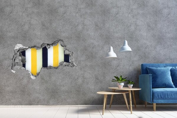 Autocolant gaură 3D Dungi colorate în beton