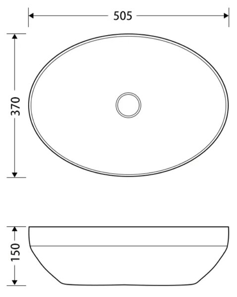 Aqualine Aqualine, Chiuvetă de blat ceramică, 50,5x37 cm, alb, 50361