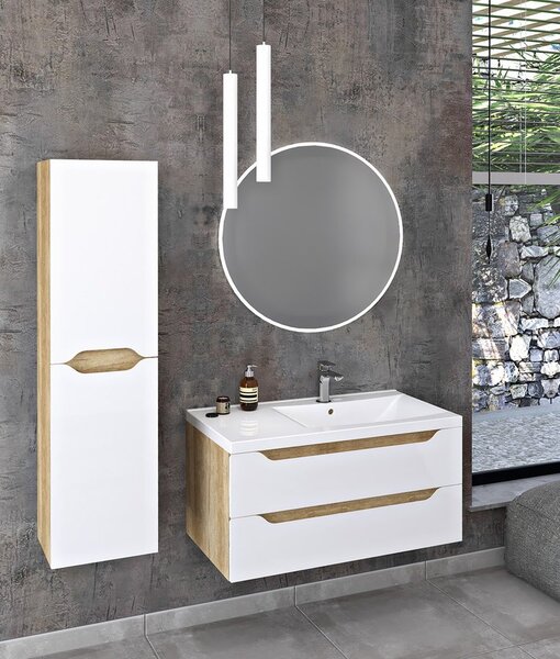 Sapho Sapho, dulap pentru lavoar WAVE 89,7x45x47,8cm, alb, dreapta (WA093P), WA093-3030
