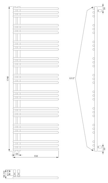 Aqualine Aqualine, radiator POSEIDON 550x1740mm, negru mat, PS517B