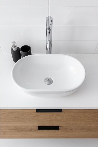 Erga Della, lavoar de blat 475x340x140 mm, alb lucios, ERG-V03-DELLA48-WH