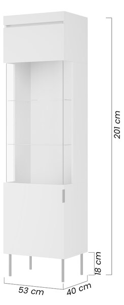 Vitrină Sentia 1D 50 cm pentru camera de zi - negru / negru