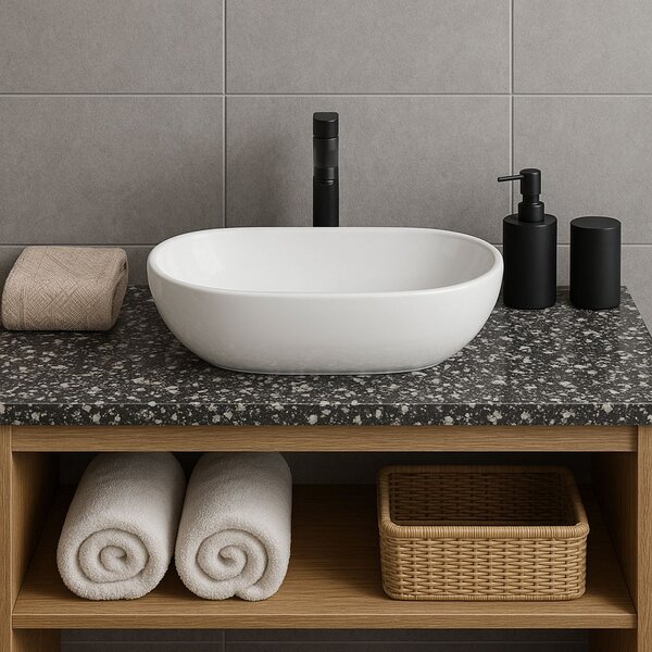 Erga Della, lavoar de blat 475x340x140 mm, alb lucios, ERG-V03-DELLA48-WH