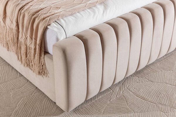 Pat tapițat cu ladă de depozitare Livani 160x200 - velur bej Velluto 2