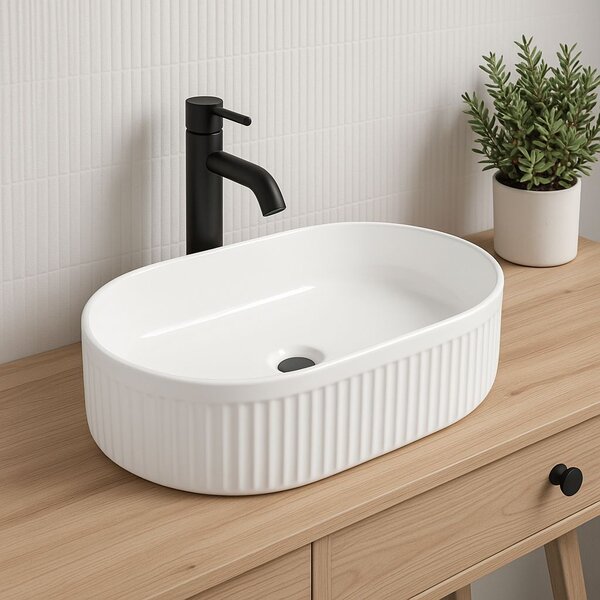 Erga Halle, lavoar de blat 490x315x130 mm, alb lucios, ERG-V03-HALLE49-WH