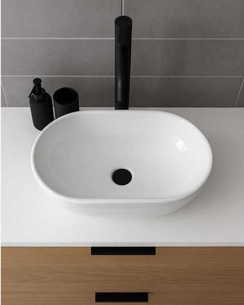 Erga Della, lavoar de blat 475x340x140 mm, alb lucios, ERG-V03-DELLA48-WH