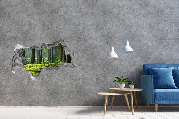 Autocolant de perete gaură 3D Pădurea verde în razele soarelui
