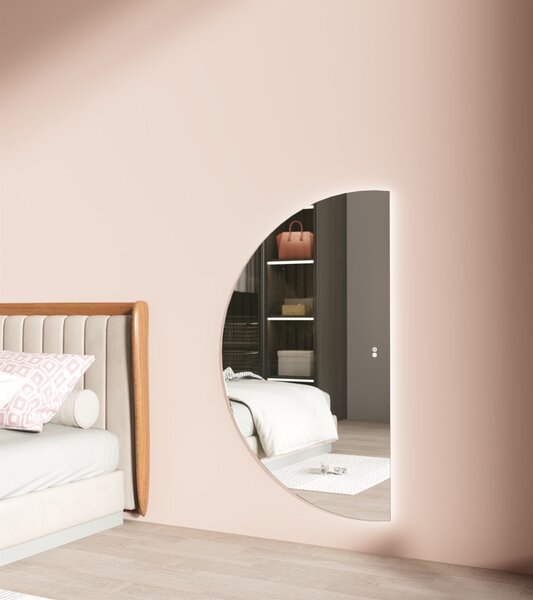 Erga Kori, oglinda LED semicirculara 70x120cm, 2760 lm, 3 culori deschise, ERG-V01-KORI-7012-CL