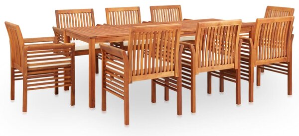 Set de masă pentru grădină cu perne, 9 piese, lemn masiv acacia