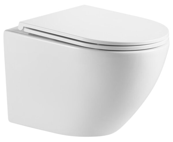 Erga Lily+, vas de toaletă suspendat 490x370x365mm, fără rampă Tornado 2 + capac WC cu închidere silențioasă, alb, ERG-V03-LILY-TO2-WH